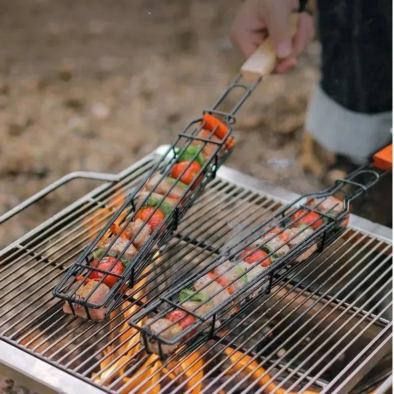 Wooden Handle BBQ Grilling Bas - Corn Dog Stick 评论和价格